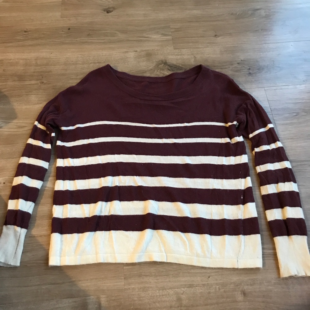 Brandy Melville Maroon Striped Sweater
